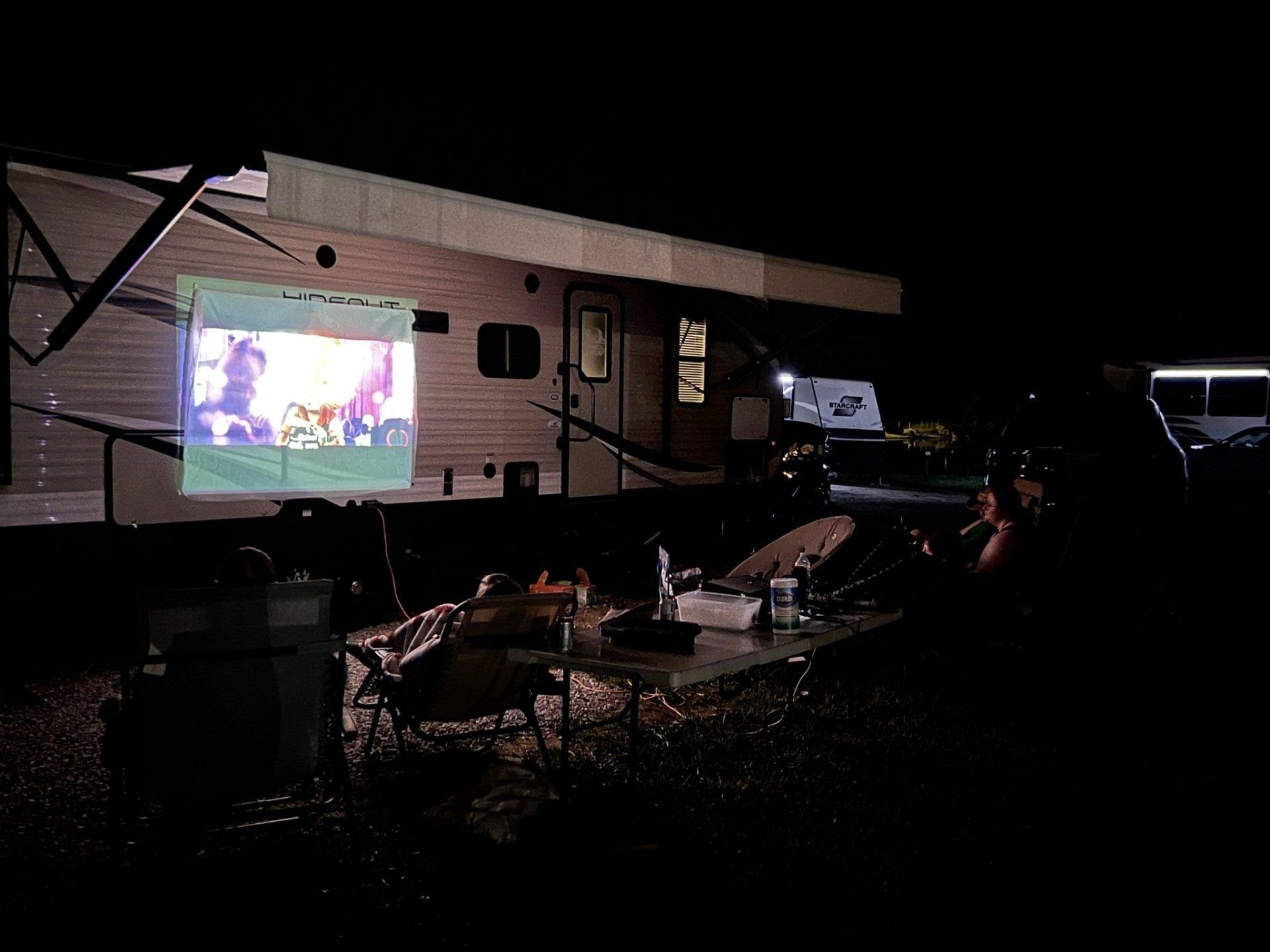Outdoor RV movie night