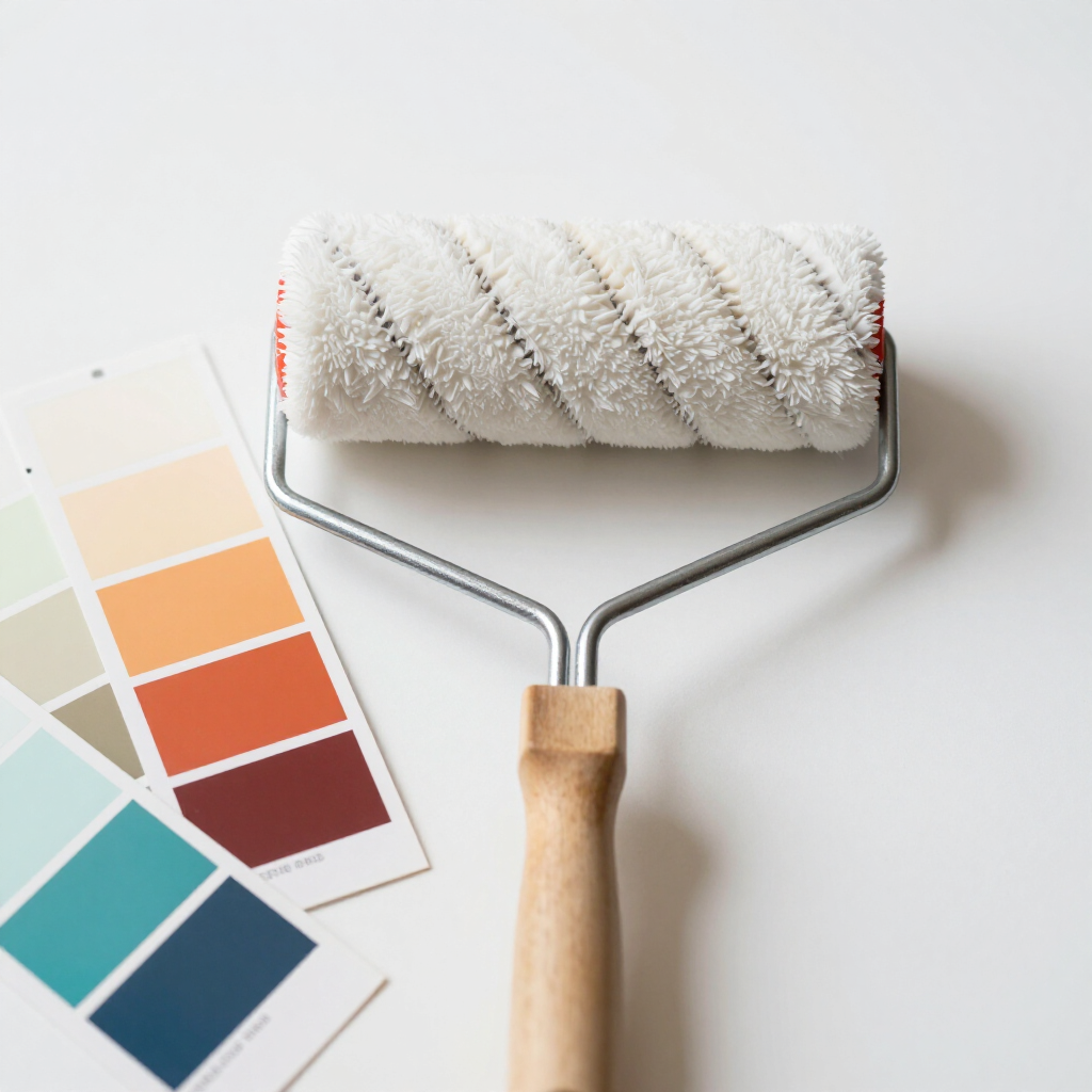 Muestras de color y rodillo para elegir pintura