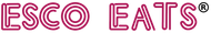 The logo for esco eats is pink on a white background.