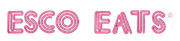 The logo for esco eats is pink on a white background.