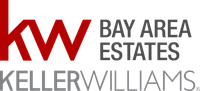 The logo for bay area estates keller williams is red and gray.