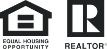A black and white logo for equal housing opportunity and a realtor.