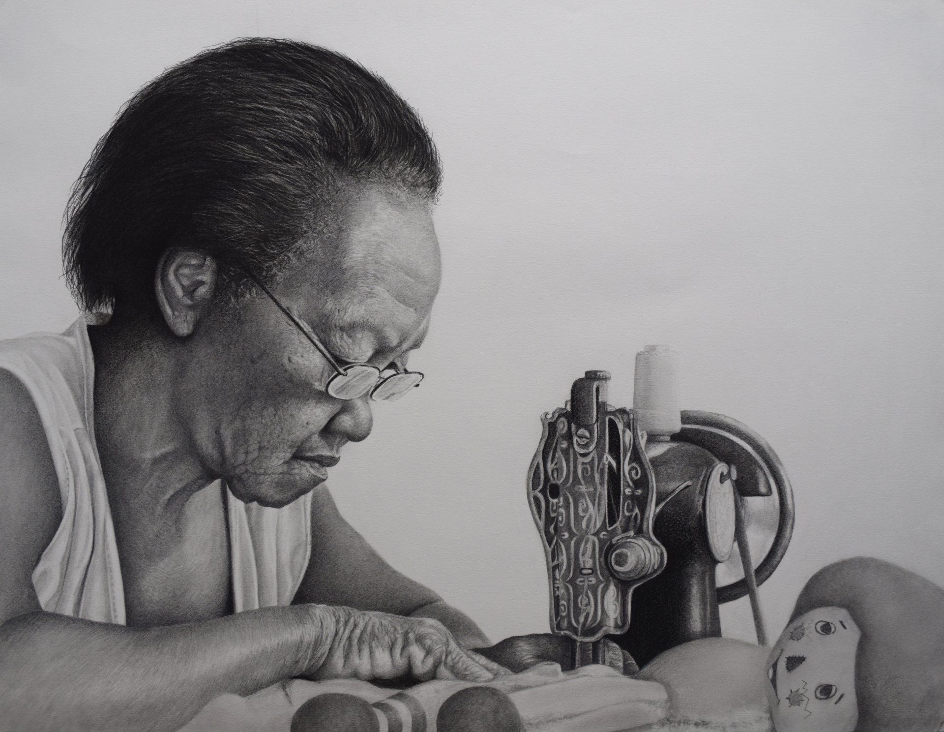 Charcoal and Graphite Drawing on Paper