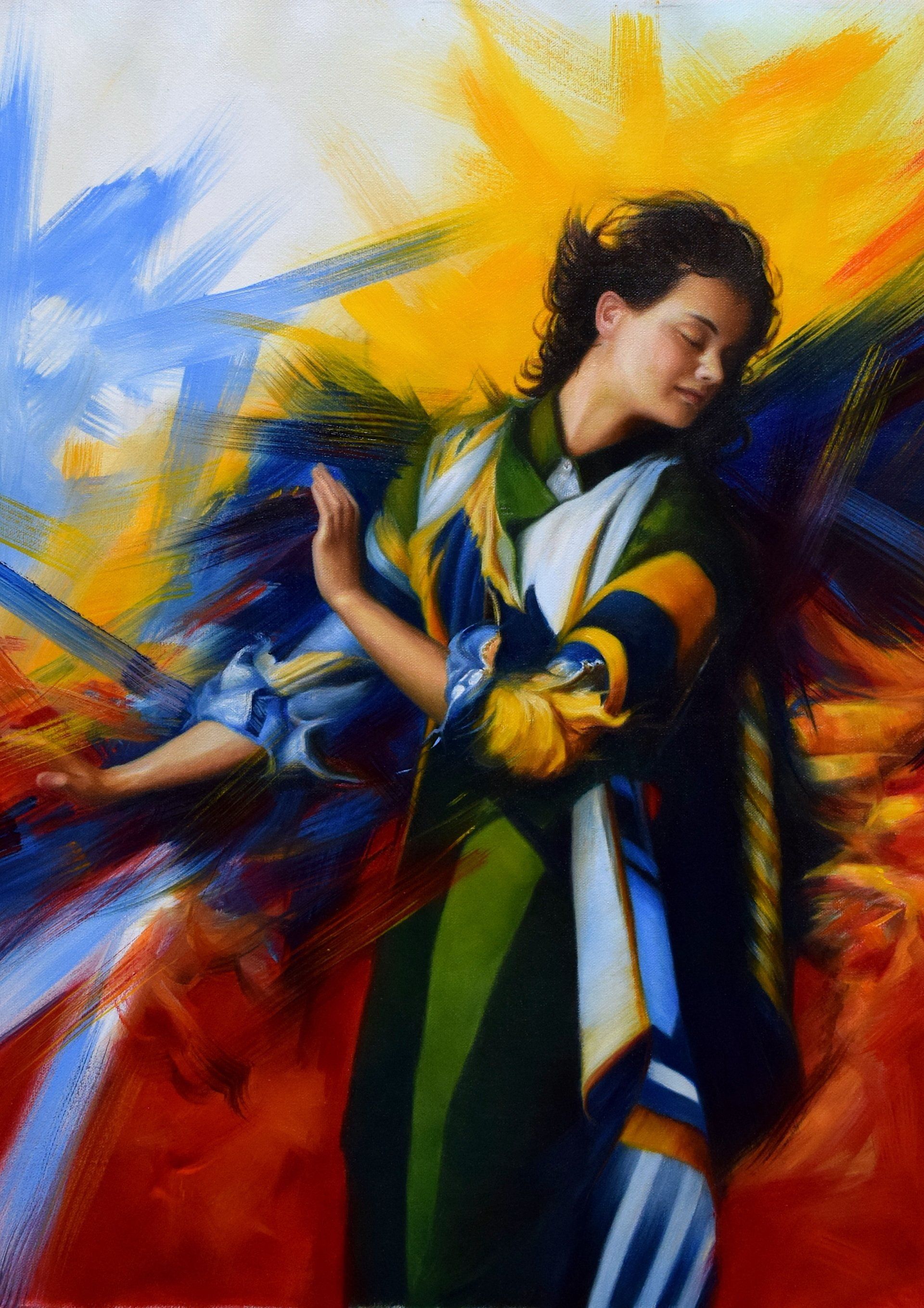 Esta obra captura la esencia de Venezuela en medio de las turbulentas aguas de su realidad. En el lienzo, una mujer se erige como un símbolo viviente de la nación, su rostro reflejando la fuerza y la dignidad en medio de la tormenta que azota su tierra. La paleta de colores, salvajemente desbordante, encarna la complejidad de la situación que ha envuelto a Venezuela en una vorágine de desafíos.
Cada trazo de pincel refleja la lucha y la resistencia del pueblo venezolano, mientras que la amalgama de colores expresa la riqueza cultural y la diversidad que sigue floreciendo a pesar de las adversidades. La mujer retratada se convierte así en un faro de esperanza, recordándonos que, aunque la tormenta sea feroz, la luz de la esperanza nunca se desvanece por completo.