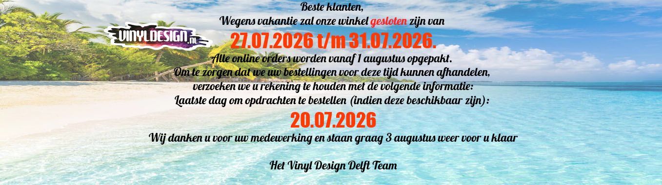 Ivm de zomervakantie zijn wij  gesloten van 27-07 tm 31-07