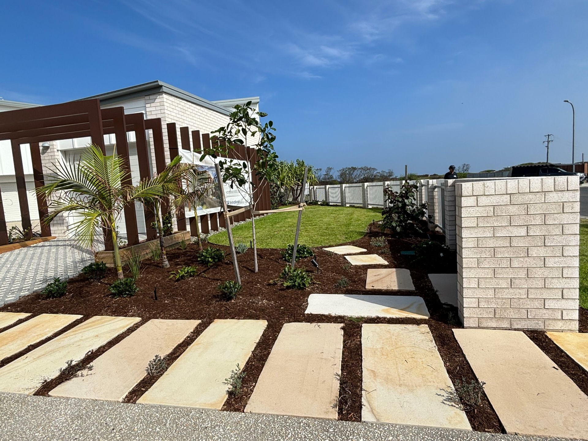 A large back yard which has been newly landscaped — Tim Williams Landscapes in Wollongbar, NSW