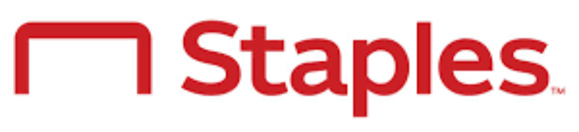 A red staples logo on a white background