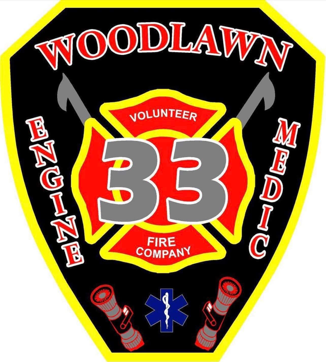 A woodlawn fire company logo with the number 33 on it