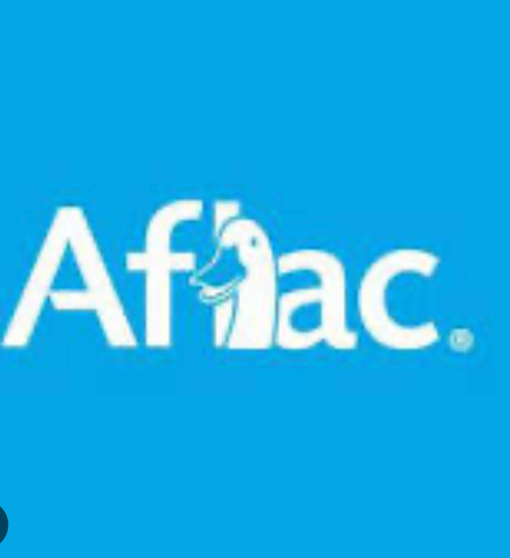 The aflac logo is on a blue background.