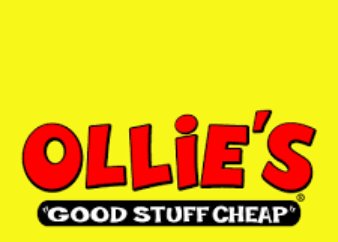 Ollie 's good stuff cheap logo on a yellow background