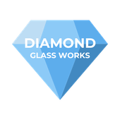 The logo for diamond glass works is a blue diamond on a white background.