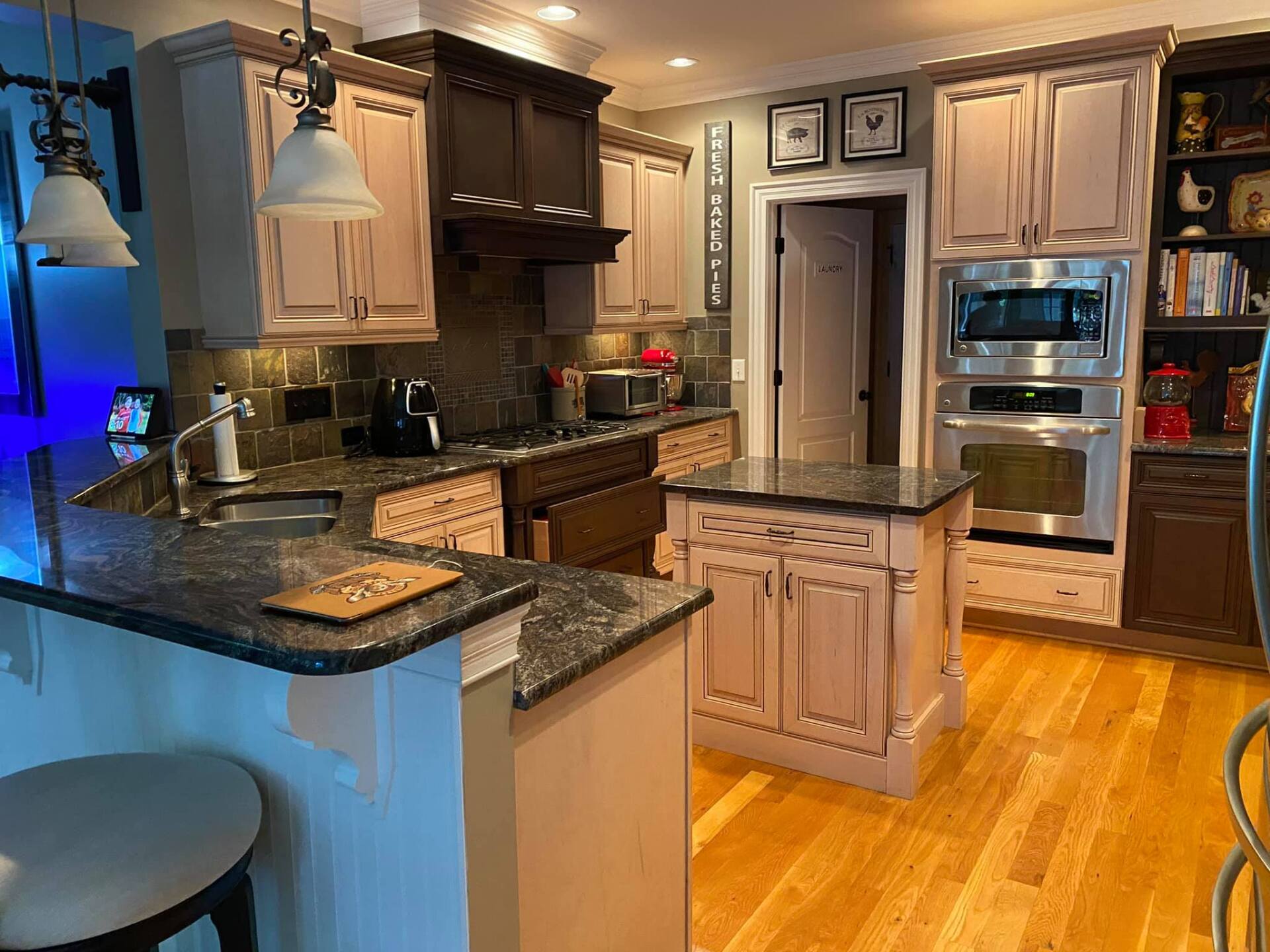 stained kitchen cabinet finish