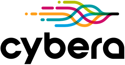 The logo for cybera is a colorful logo with a rainbow of colors.