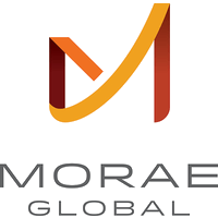 A logo for morae global with a letter m on a white background.