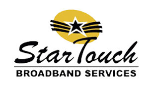 A logo for star touch broadband services with a star in the middle