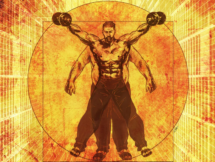 Illustration of a man lifting weights against a bright yellow backdrop (Illustration - Graham Sisk)