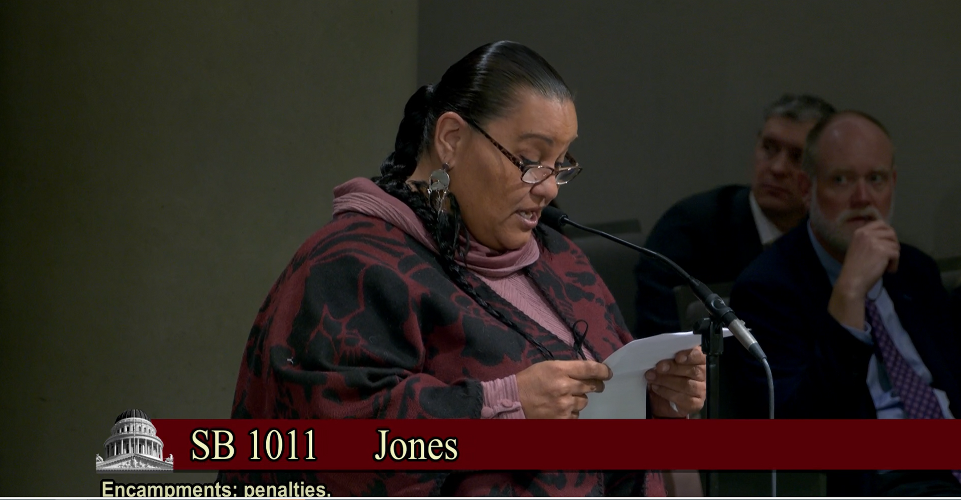 Desiree Martinez offers testimony opposing SB 1011 at CA Senate Safety Committee hearing