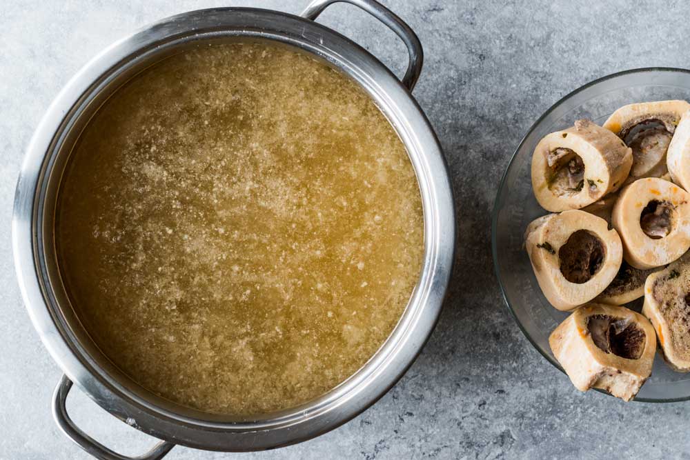 Bone Broth Bouillon in Metal Pan