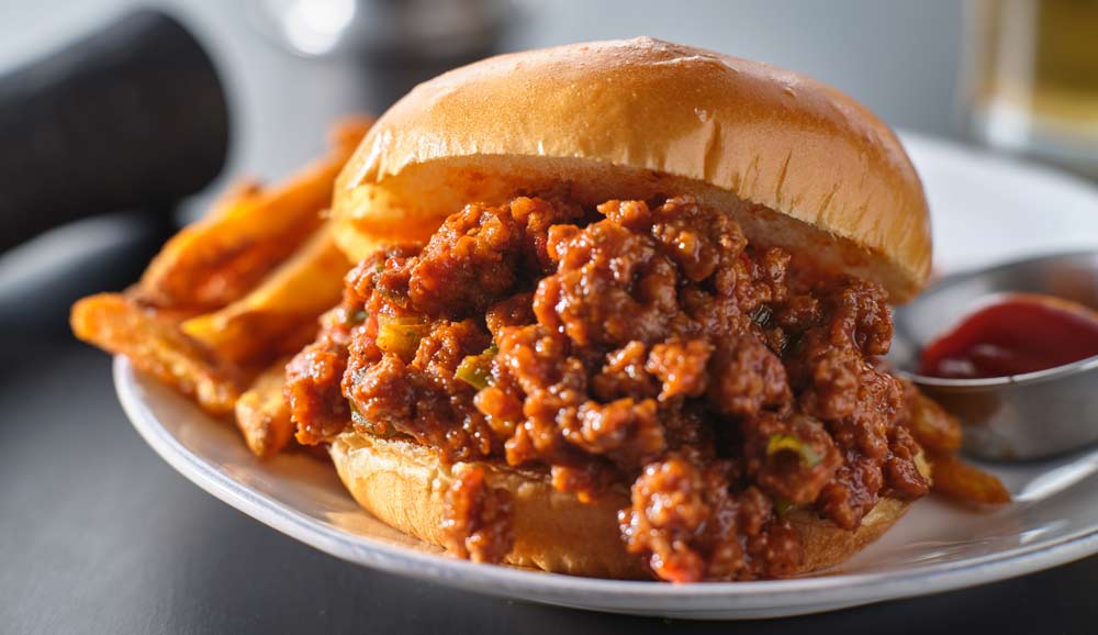 Sloppy joe sandwich on plate