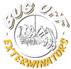 Bug Off Exterminators logo: white spider in circle with text 