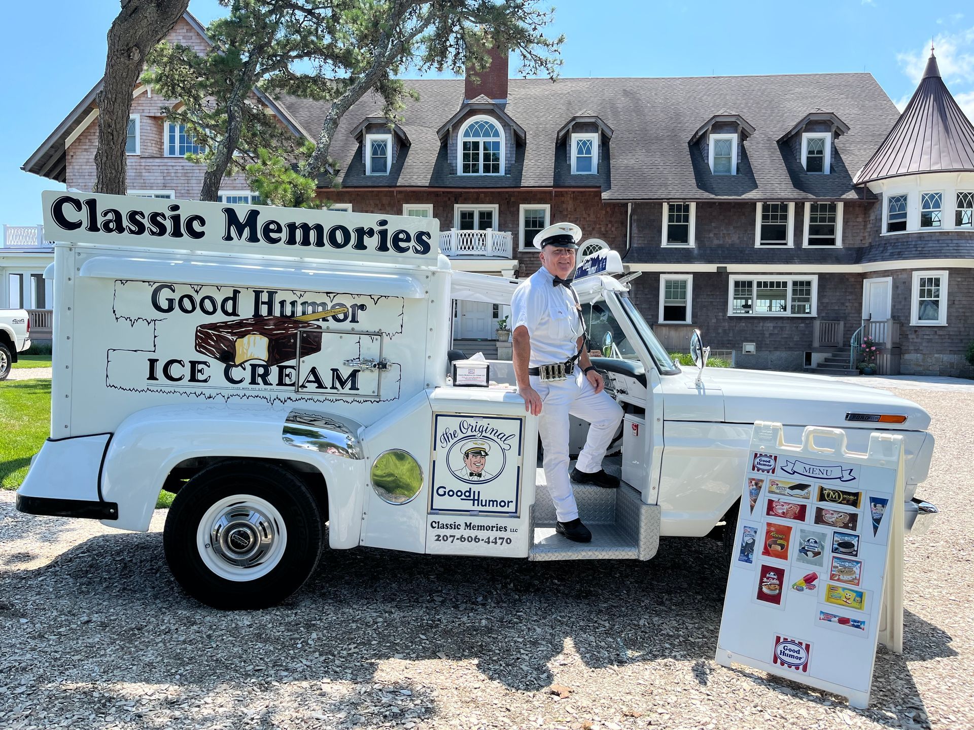 Classic Memories Ice Cream driver in ice cream truck