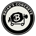 Logo for Briar's Concrete: a black and white circular design with a concrete mixer and the company name.