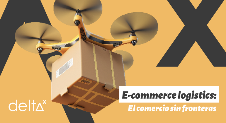 Un anuncio de Delta E-Commerce Logistics muestra un dron que transporta una caja.