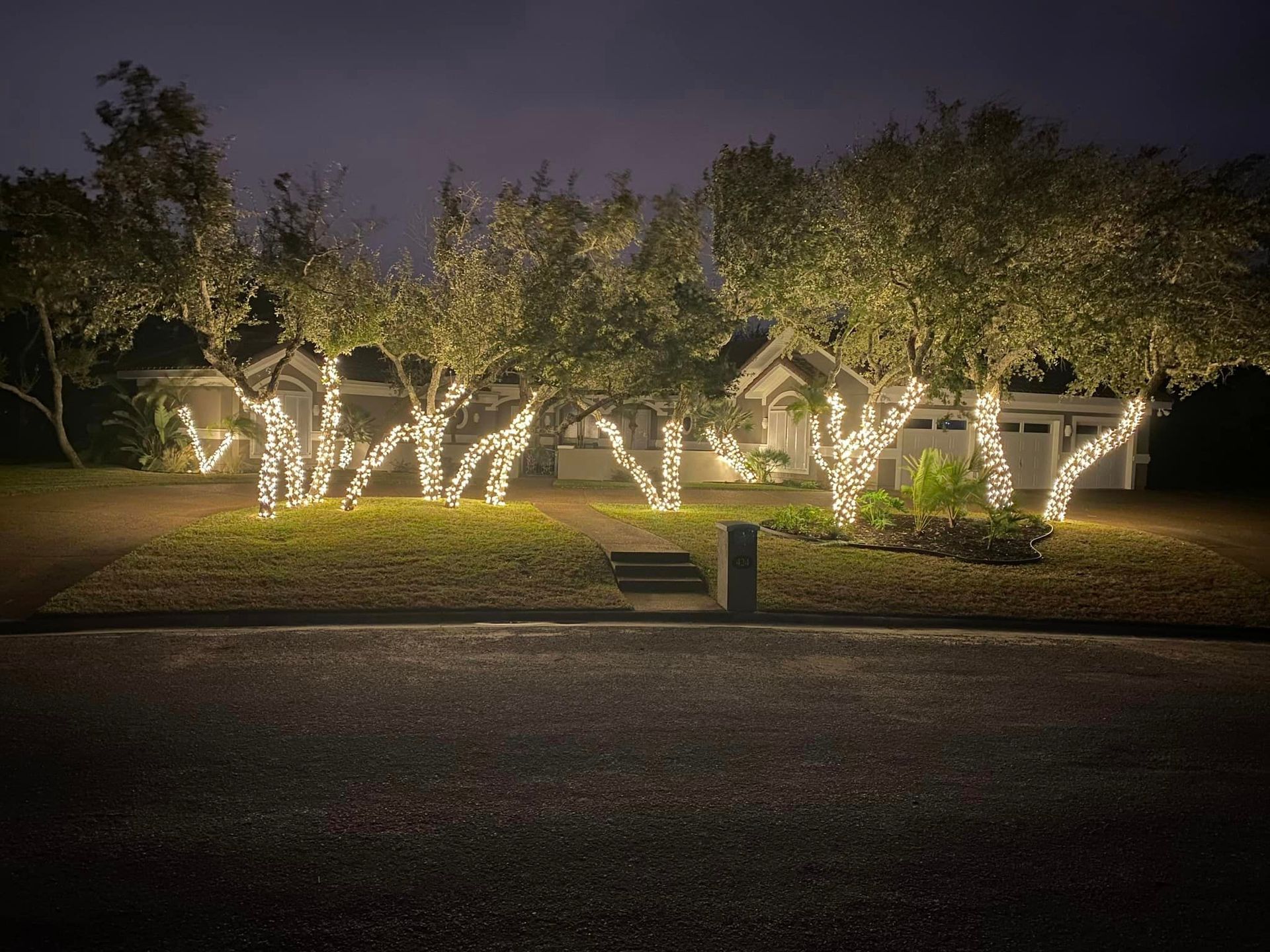 White Christmas Light Installation