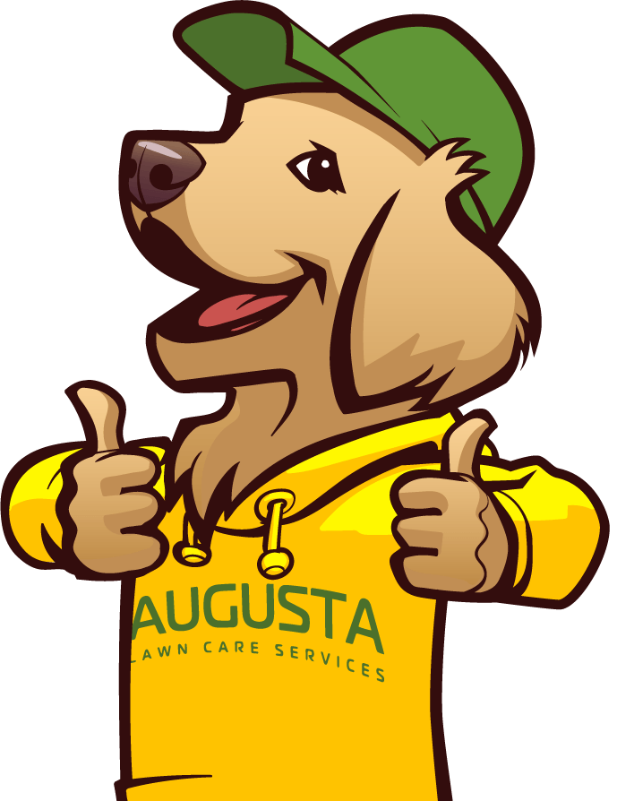 Lawn Care Mascot Dog Giving Thumbs Up