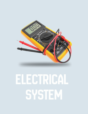 Yellow multimeter with probes, above text "Electrical System."