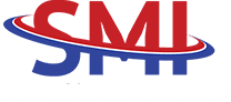 A red and blue logo for a company called smi.