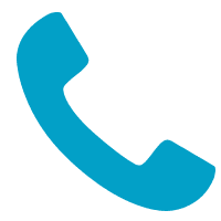A blue telephone icon on a white background.