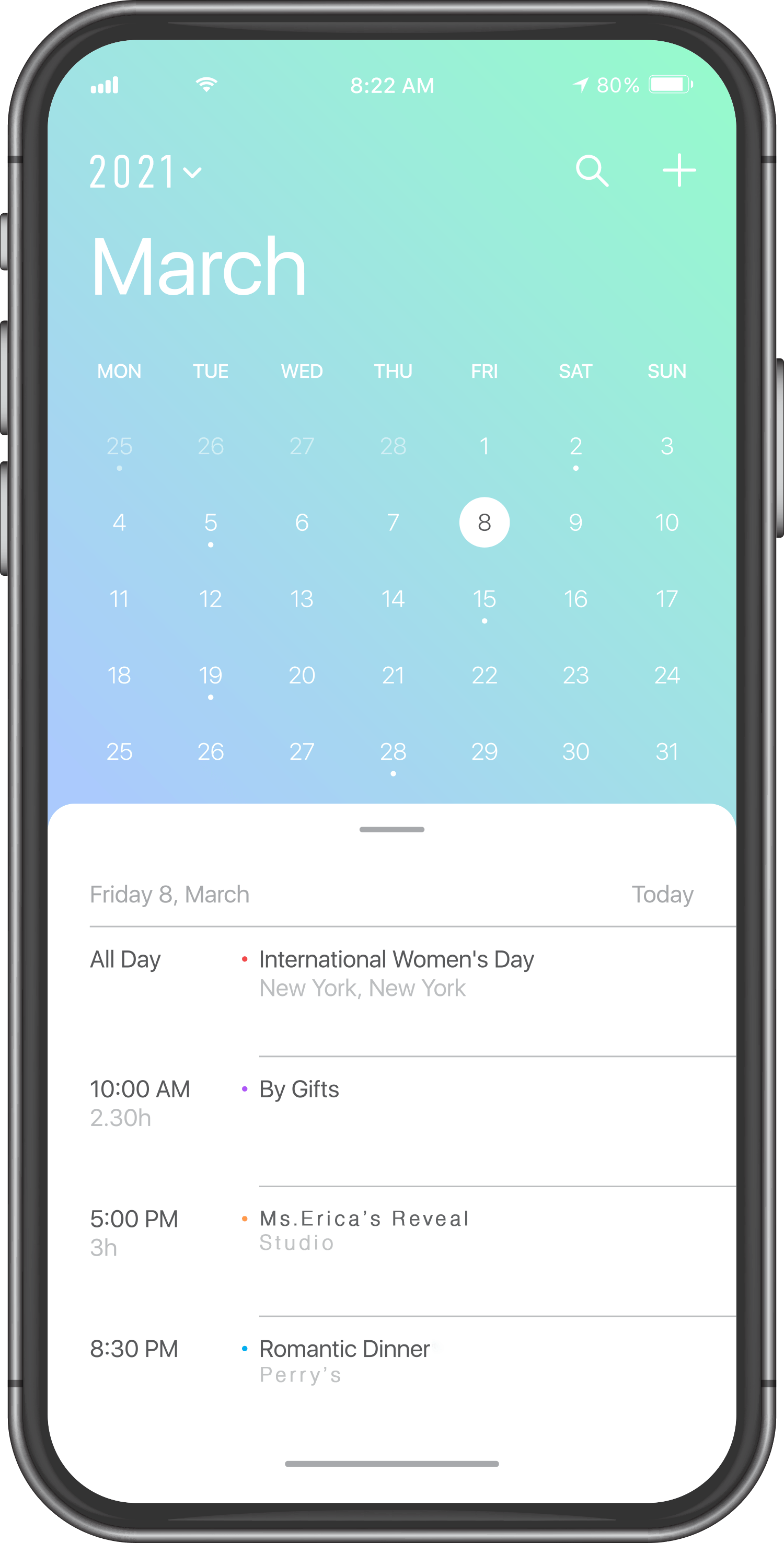 Calendar on iPhone
