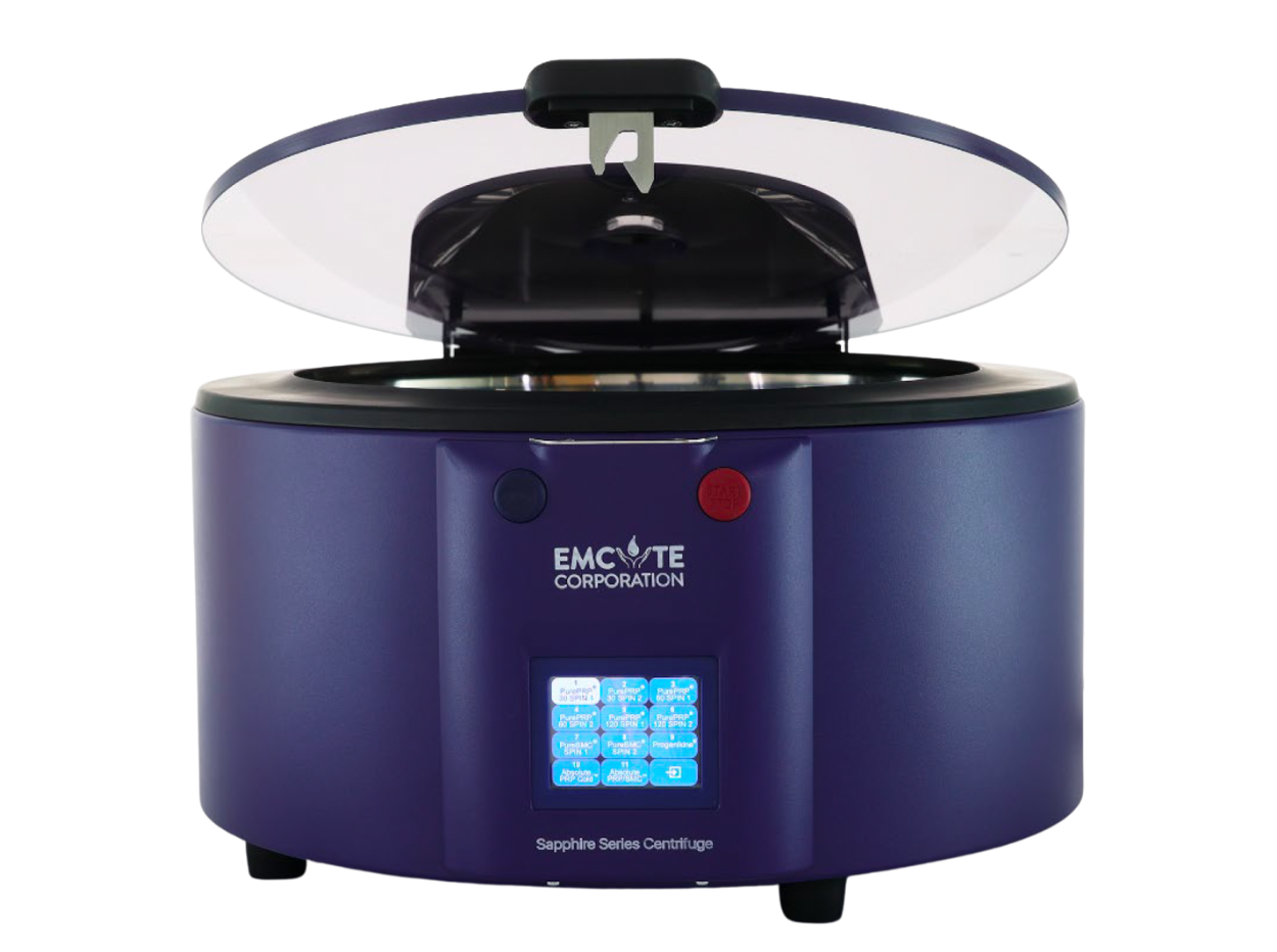 A purple emonite centrifuge with the lid open