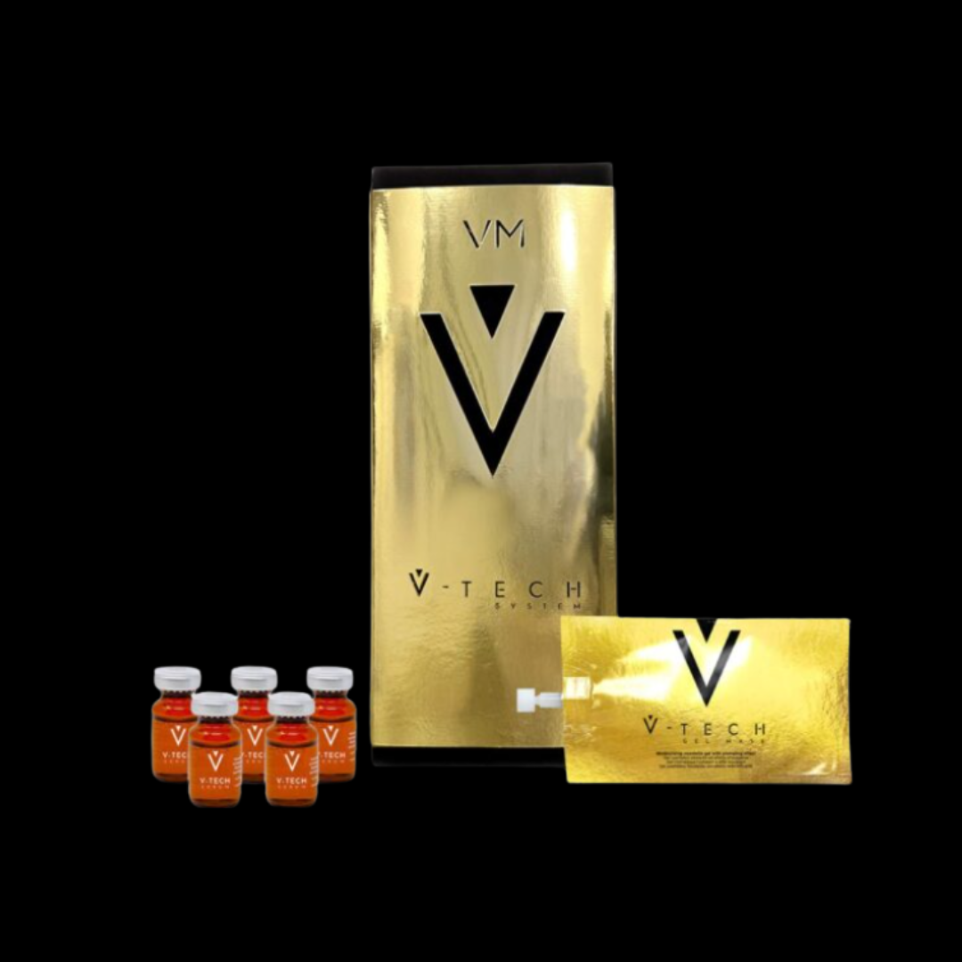 A bottle of v-tech next to a package of v-tech