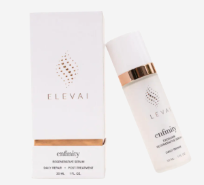 A bottle of elevai infinity next to its box