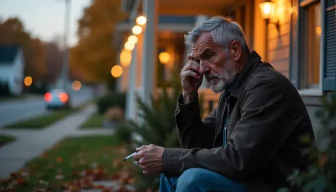 A man in Dayton who is stressed out with PTSD trying to refrain from smoking as he tries to quit smoking for good