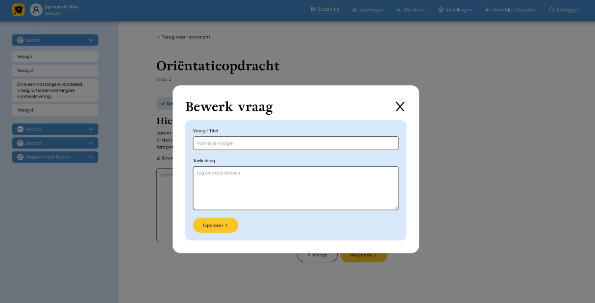 Hoe kun je jouw vraag bewerken in Expeditie Studiekeuze
