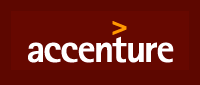 The accenture logo is on a red background.