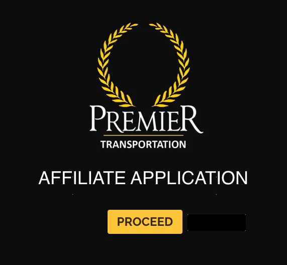 The logo for premier transportation is on a black background.