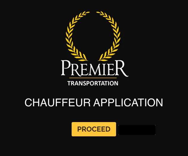 The logo for premier transportation shows a laurel wreath on a black background.