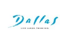 The dallas logo is blue and white and says `` live large , think big ''.