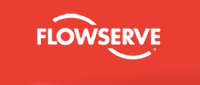 The flowserve logo is on a red background.
