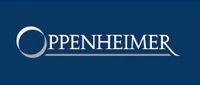 The oppenheimer logo is on a blue background.