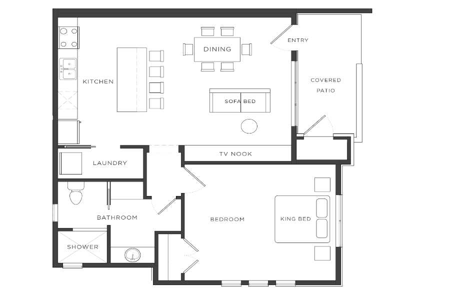 A black and white floor plan of a house.