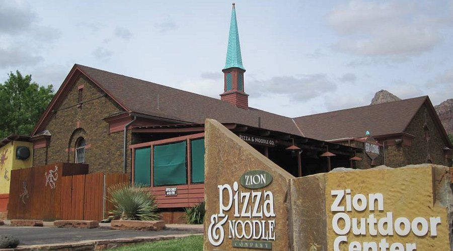 A pizza and noodle restaurant called zion outdoor center