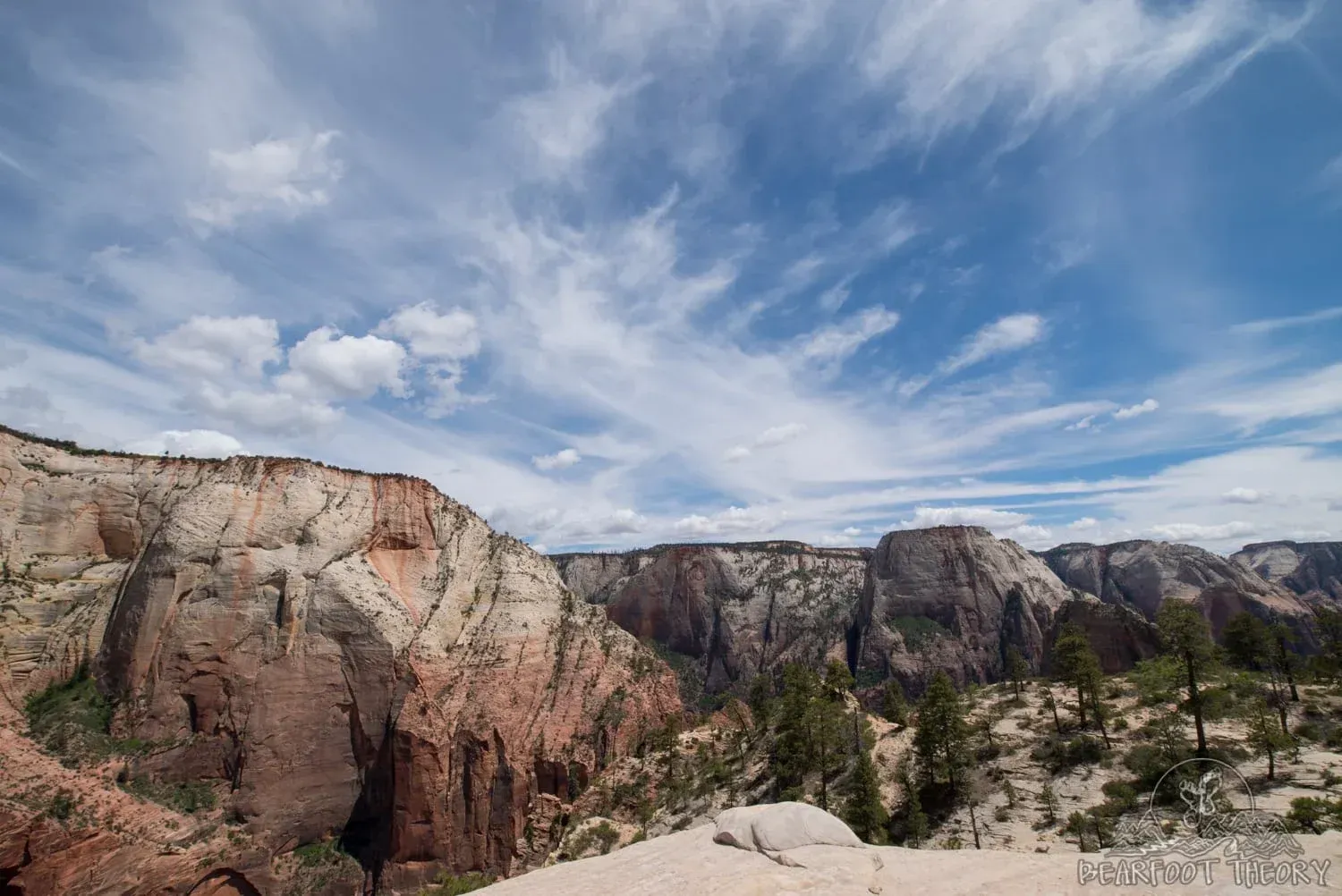 A view of a canyon from the top of a mountain.