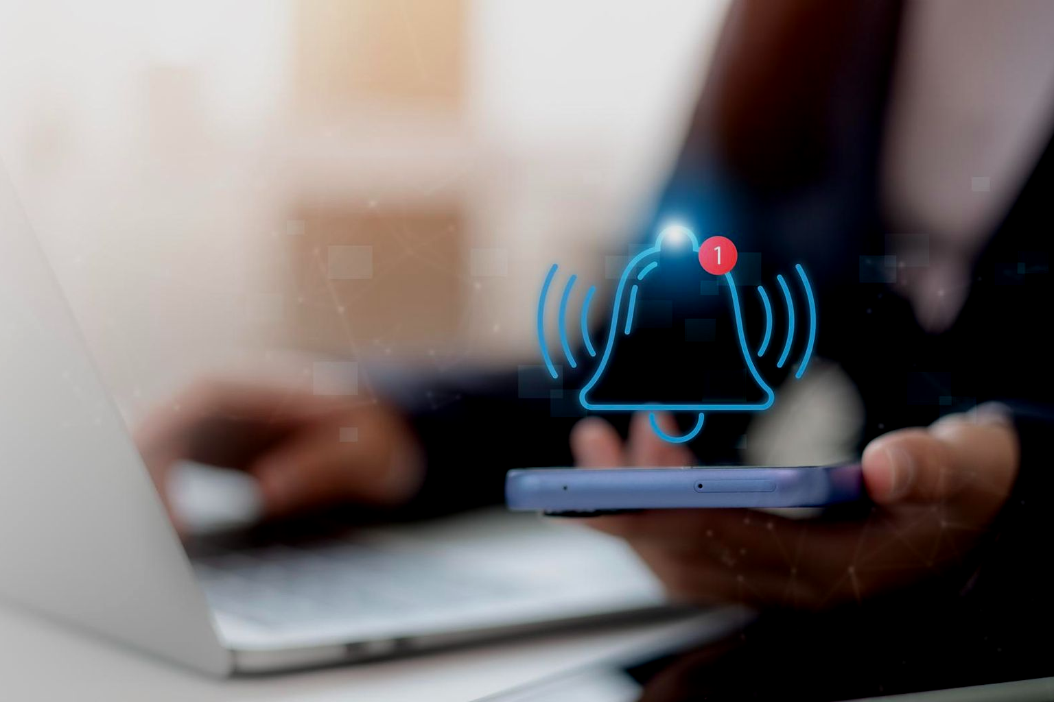 illustrations depicting push notification