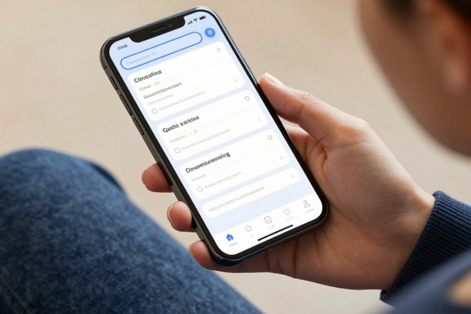 person holding mobile phone displaying policy info
