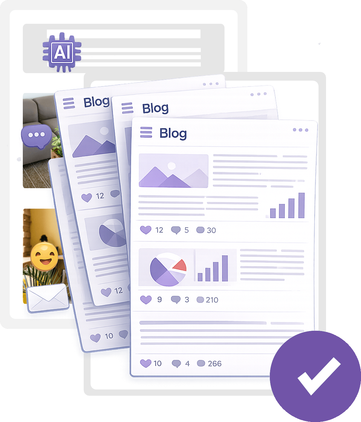 Blog screens that have been created by AI